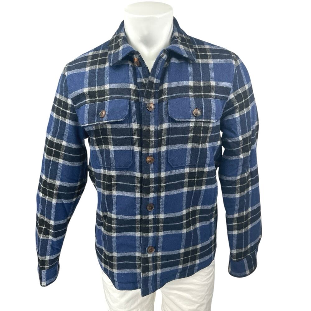 Abercrombie & Fitch Mens Blue Fleece Wool Long Sleeve Button Down Shirt Jacket S